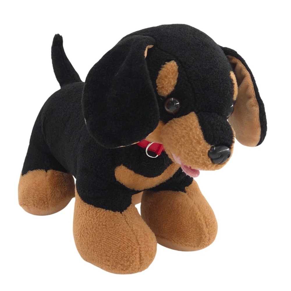 Build-A-Bear Dachshund Weiner Dog Plush 14"Lx10"H Black Tan Stuffed Animal Kid
